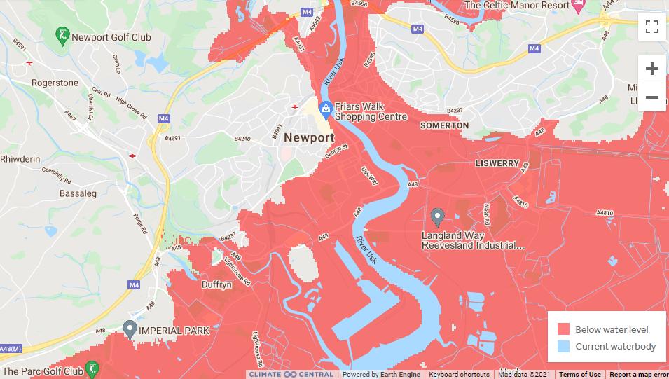 Map Of Newport Gwent A Map Showing Newport Areas Which May Be Under Water By 2050 | South Wales  Argus